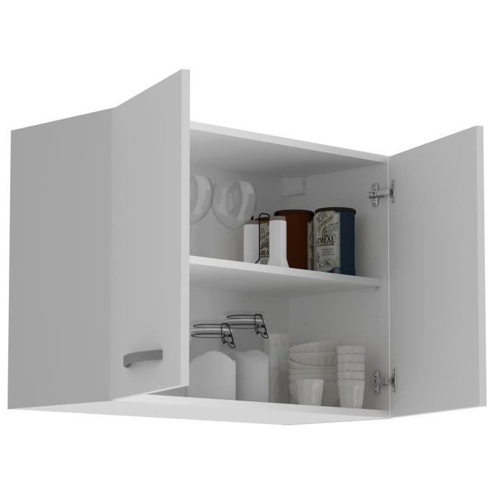 OSLO Meuble haut 2 portes - Blanc - L 80 x P 36 x H 58 cm