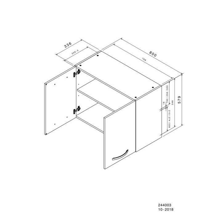OSLO Meuble haut 2 portes - Blanc - L 80 x P 36 x H 58 cm