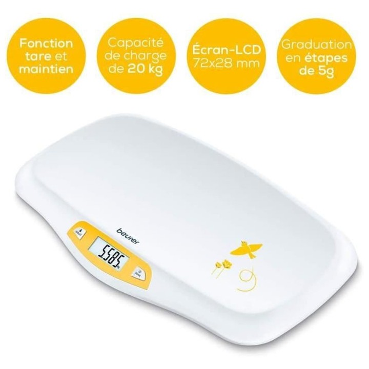 BEURER BY 80 - Pese-bébé - Fonction de stabilisation automatique