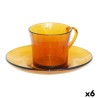 Tasse avec sous-tasse Duralex Lys Ambre 6 Unités (180 ml)