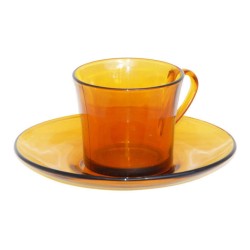 Tasse avec sous-tasse Duralex Lys Ambre 6 Unités (180 ml)