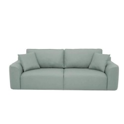 Canapé d'angle - BIG JOHN - Tissu bleu gris - Pouf assorti - L 272 x P 106 x H 95 cm