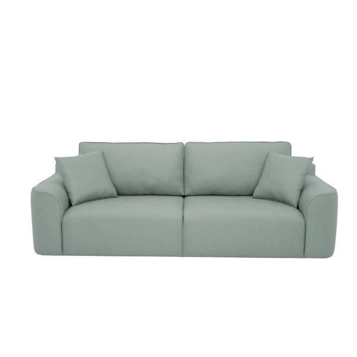Canapé d'angle - BIG JOHN - Tissu bleu gris - Pouf assorti - L 272 x