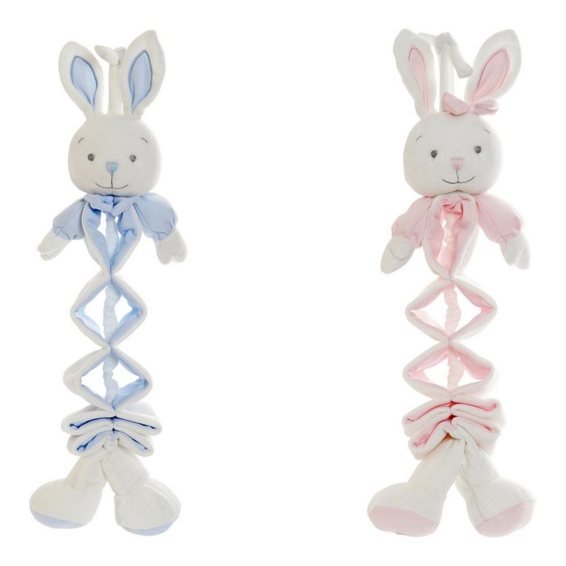 Jouet Peluche DKD Home Decor Rose Bleu ciel Musical Lapin 19 x 8 x 27 cm (2 Unités) (2 pcs)