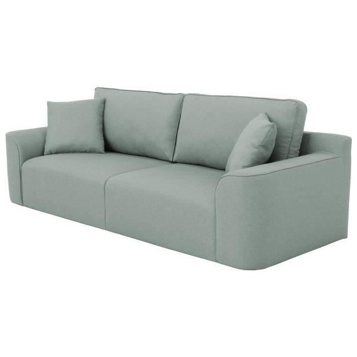 Canapé d'angle - BIG JOHN - Tissu bleu gris - Pouf assorti - L 272 x