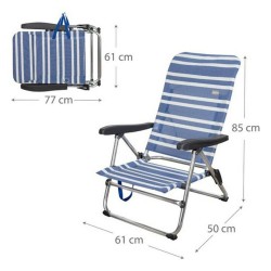 Chaise de Plage Colorbaby 62601 Bleu/Blanc Aluminium 61 x 50 x 85 cm Blanc Blue marine (61 x 50 x 85 cm)