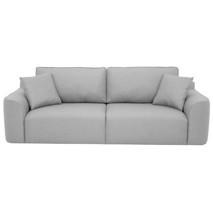 Canapé d'angle - BIG JOHN - Tissu Gris - Pouf assorti - L 272 x P 106