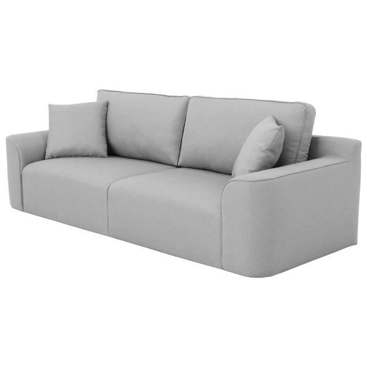 Canapé d'angle - BIG JOHN - Tissu Gris - Pouf assorti - L 272 x P 106