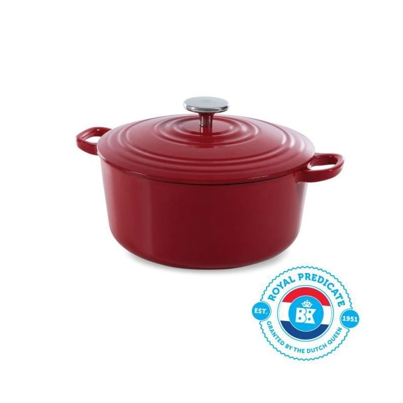 BK Cookware H6072.524 BK Bourgogne Cocotte en Fonte - Ronde - 24 cm - 4.2L - Revetement émaillé - Couvercle avec Anneaux