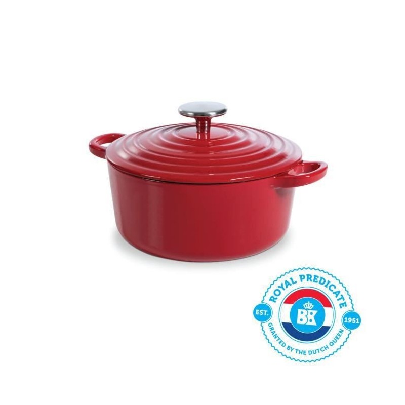 BK Cookware H6072.520 BK Bourgogne Cocotte en Fonte - Ronde - 20 cm - 2.5L - Revetement émaillé - Couvercle avec Anneaux