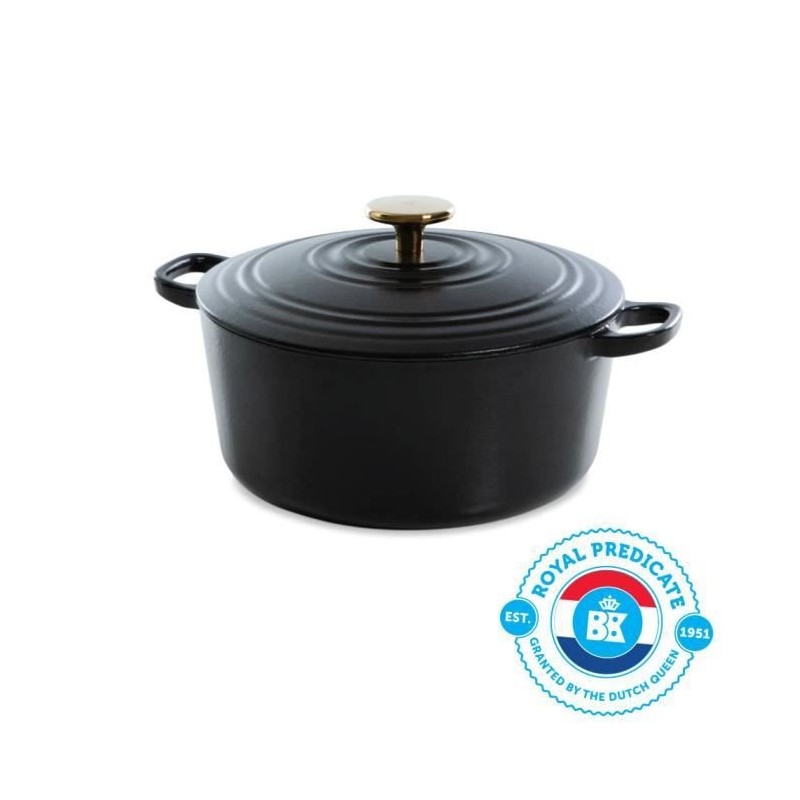 BK Cookware H6079.524 BK Bourgogne Cocotte en Fonte - Ronde - 24 cm - 4.2L - Revetement émaillé - Couvercle avec Anneaux