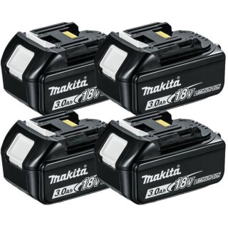 MAKITA Pack de 4 batteries BL1830B avec témoin de charge - 18 V 3Ah L