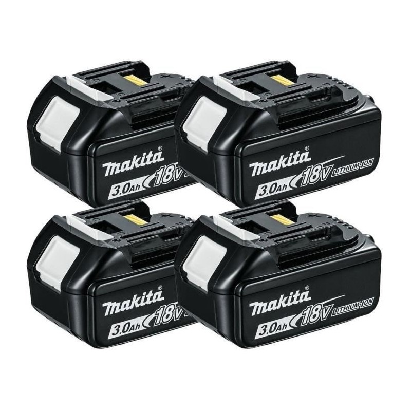 MAKITA Pack de 4 batteries BL1830B avec témoin de charge - 18 V 3Ah Li-ion