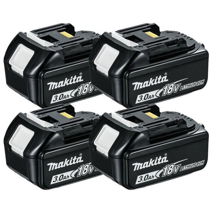 MAKITA Pack de 4 batteries BL1830B avec témoin de charge - 18 V 3Ah L