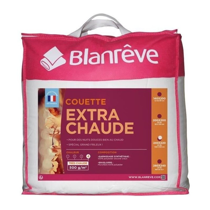 BLANREVE Couette extra chaude en microfibre - 220 x 240 cm - Blanc