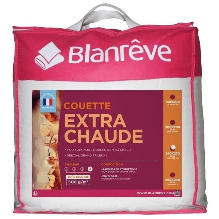 BLANREVE Couette extra chaude en microfibre - 220 x 240 cm - Blanc