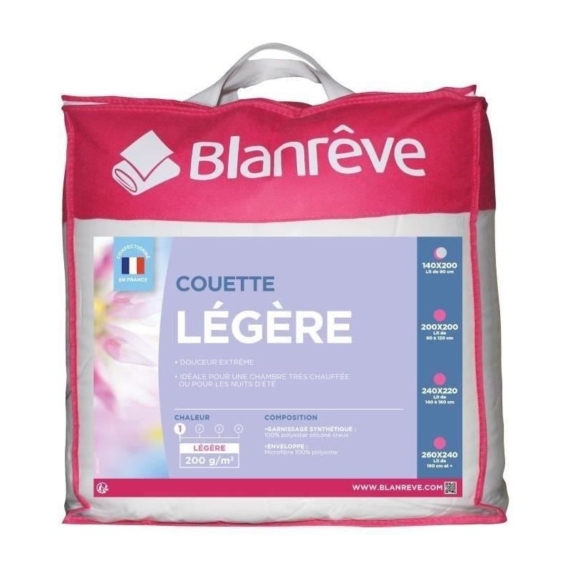 BLANREVE Couette légere en microfibre - 140 x 200 cm - Blanc