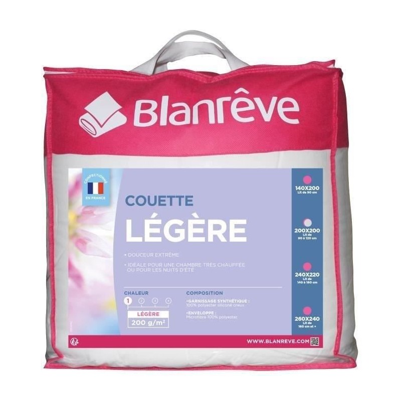 BLANREVE Couette légere en microfibre - 200 x 200 cm - Blanc