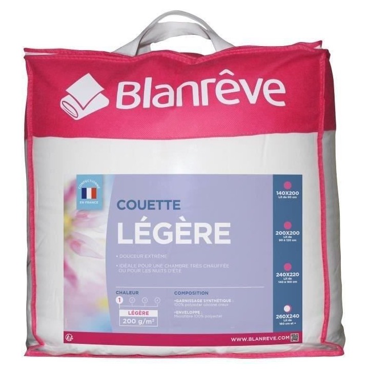 BLANREVE Couette légere en microfibre - 240 x 260 cm - Blanc