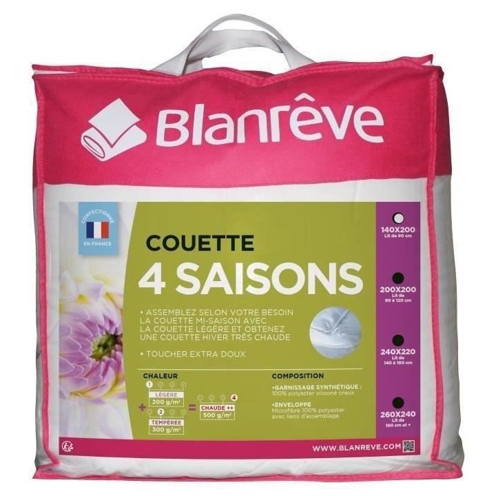 BLANREVE Couette 4 saisons - 140 x 200 cm - Blanc