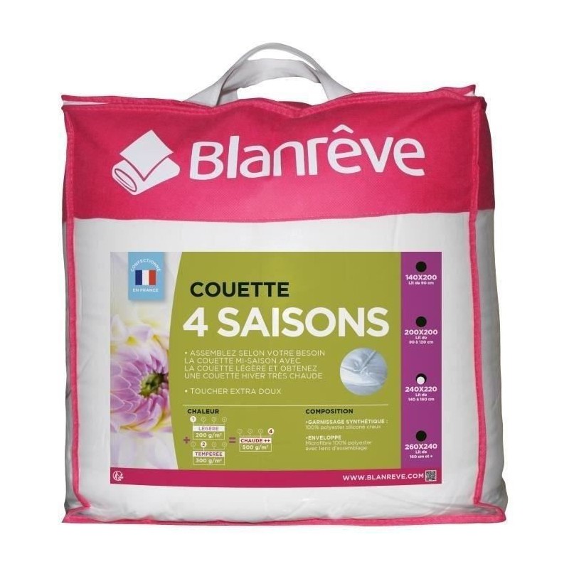 BLANREVE Couette 4 saisons - 220 x 240 cm - Blanc