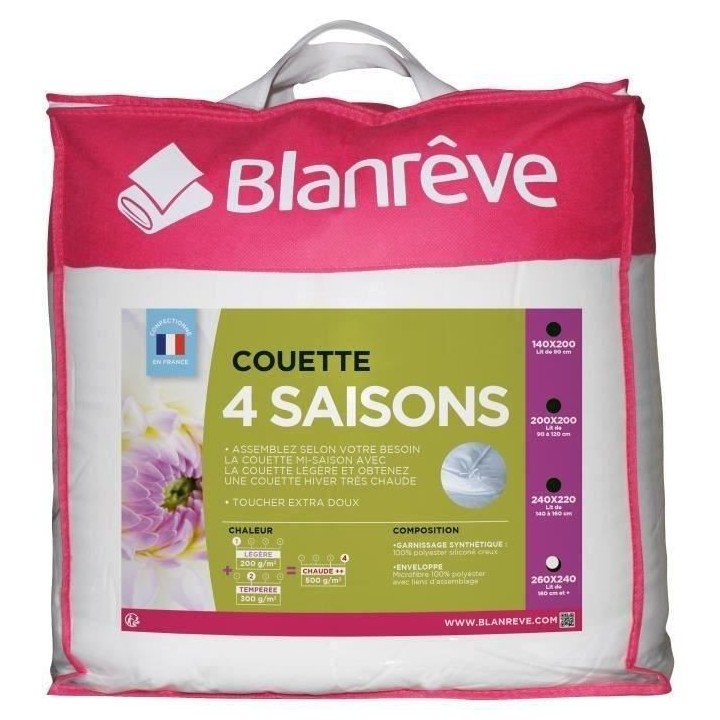 BLANREVE Couette 4 saisons - 240 x 260 cm - Blanc