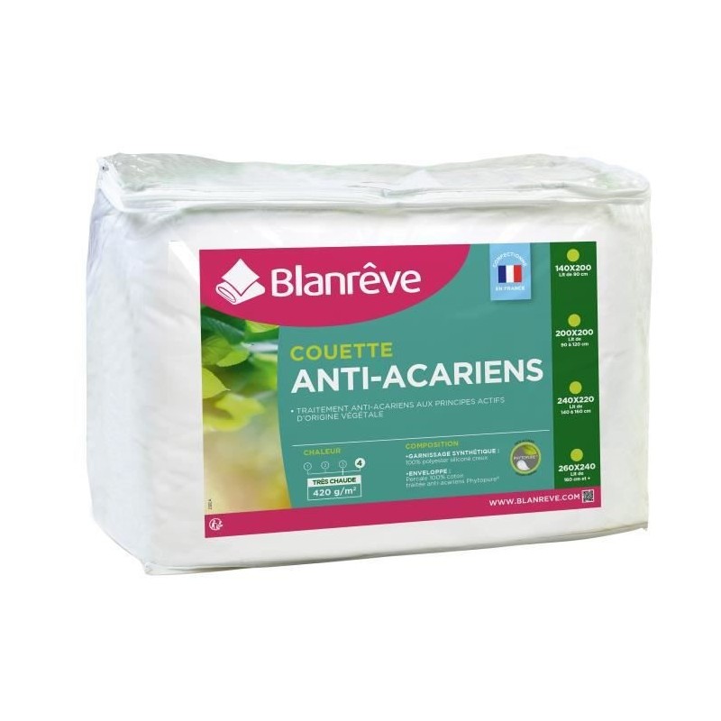 BLANREVE Couette tres chaude Percale - Anti-acariens - 420g/m² - 220x240cm