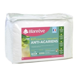 BLANREVE Pack Couette chaude et Oreiller Percale - Anti-acariens - 200