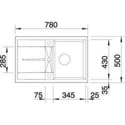 BLANCO Metra 45S - évier - SILGRANIT - 1 cuve - égouttoir réversible - vidage auto - siphon inclus - anthracite