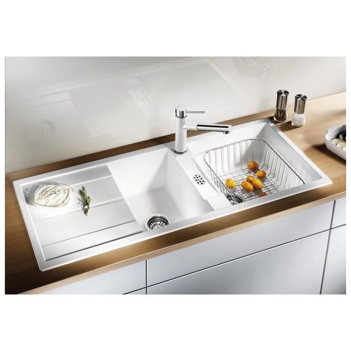 BLANCO Metra 8S - évier - SILGRANIT - 2 cuves - 1 égouttoir réversi