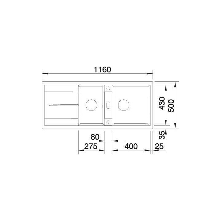BLANCO Metra 8S - évier - SILGRANIT - 2 cuves - 1 égouttoir réversi