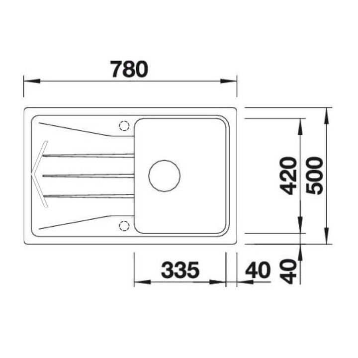 �évier cuisine Silgranit© anthracite 78 x 50 cm, a encastrer, 1 cu
