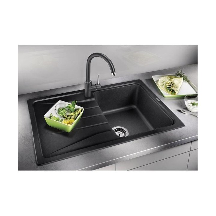 �évier cuisine Silgranit© blanc 78 x 50 cm, a encastrer, 1 cuve é