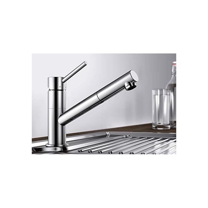 Mitigeur, robinet cuisine, bec droit orientable 120ø, douchette extra