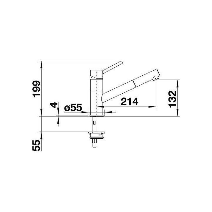 Mitigeur, robinet cuisine, bec droit orientable 120ø, douchette extra