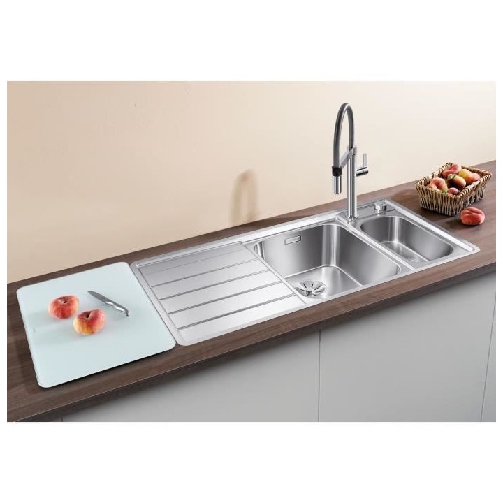 BLANCO Axis III 6 S-IF - évier - Inox lisse - 1 cuve 1/2 - égout a d