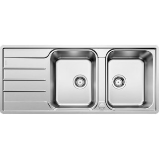 BLANCO Lemis 8S-IF - évier - Inox brossé - 2 cuves - égouttoir rév