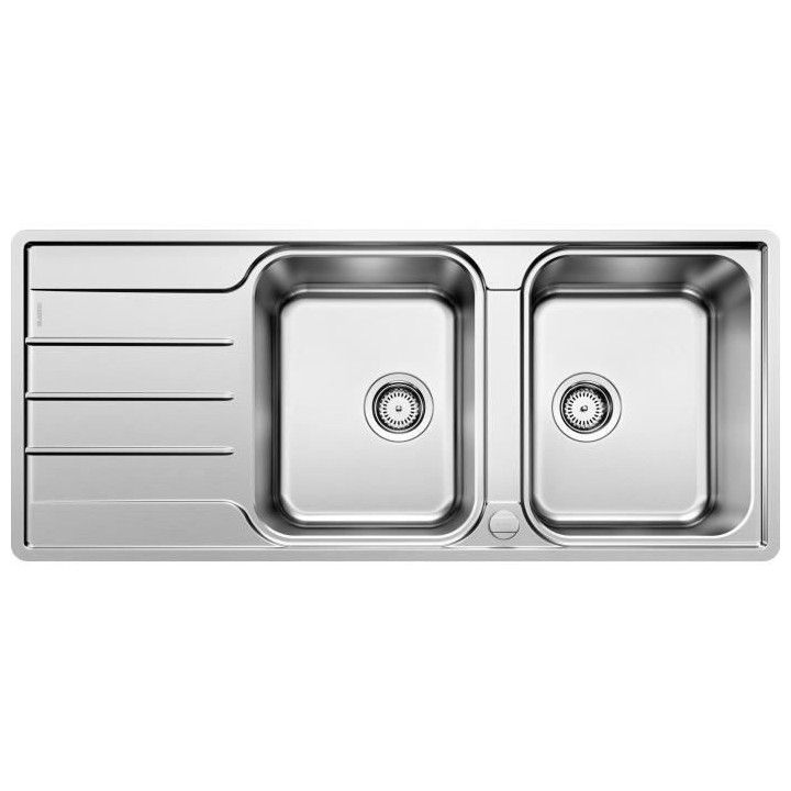 BLANCO Lemis 8S-IF - évier - Inox brossé - 2 cuves - égouttoir rév