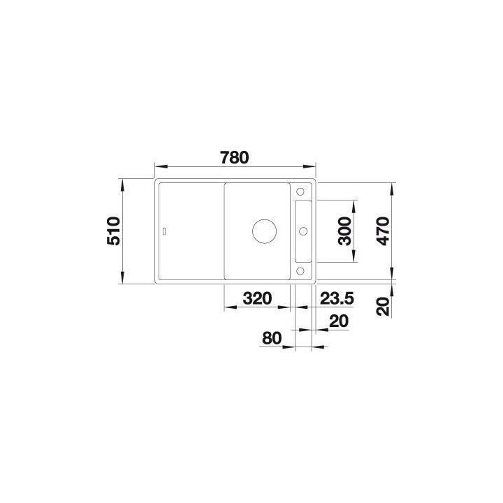 BLANCO Axia III 45S - évier - SILGRANIT - 1 cuve - réversible - vida