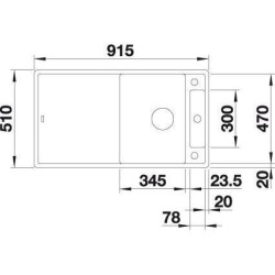 BLANCO Axia III 5S - SILGRANIT - 1 cuve 1/2 - réversible - vidage auto - siphon inclus - planche a découper en verre - blanc