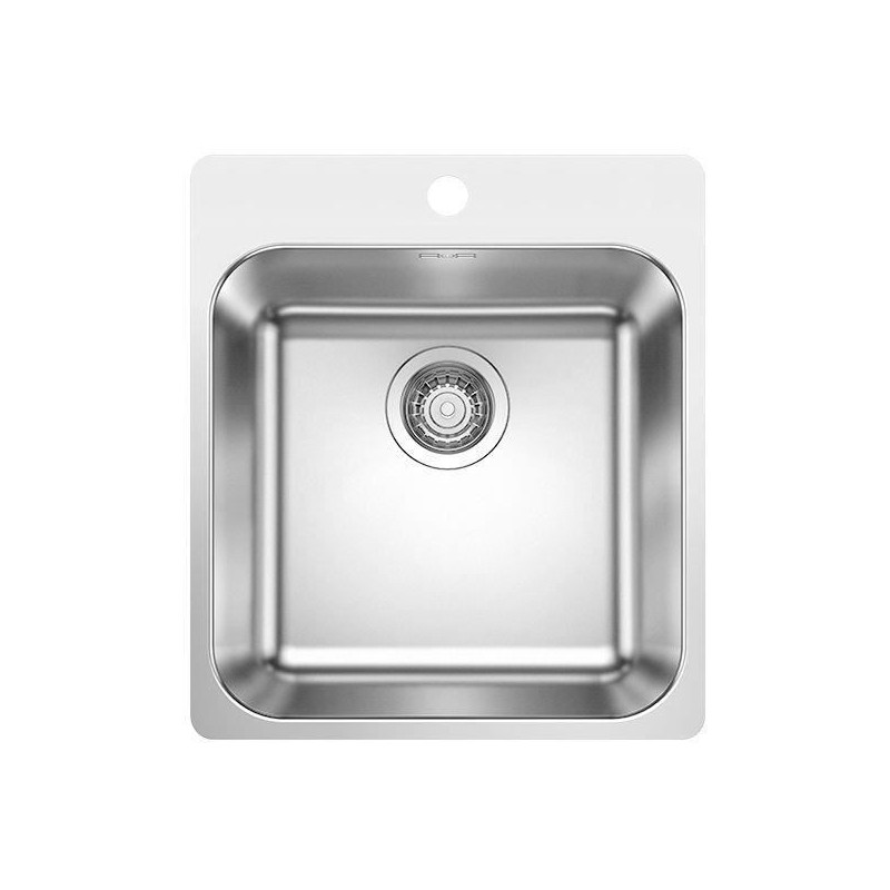 évier cuisine inox brossé 40x50cm, a encastrer ou a fleur, cuve bord plat sans égouttoir, BLANCO SUPRA 400-IF/A, vidage manu,