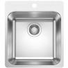 évier cuisine inox brossé 40x50cm, a encastrer ou a fleur, cuve bord plat sans égouttoir, BLANCO SUPRA 400-IF/A, vidage manu,