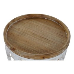 Table d'appoint DKD Home Decor 50 x 50 x 58 cm Sapin Naturel Blanc Bois MDF