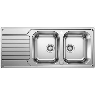 évier cuisine inox brossé 116 x 50cm, a encastrer, 2 cuves égouttoi
