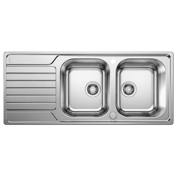 évier cuisine inox brossé 116 x 50cm, a encastrer, 2 cuves égouttoi