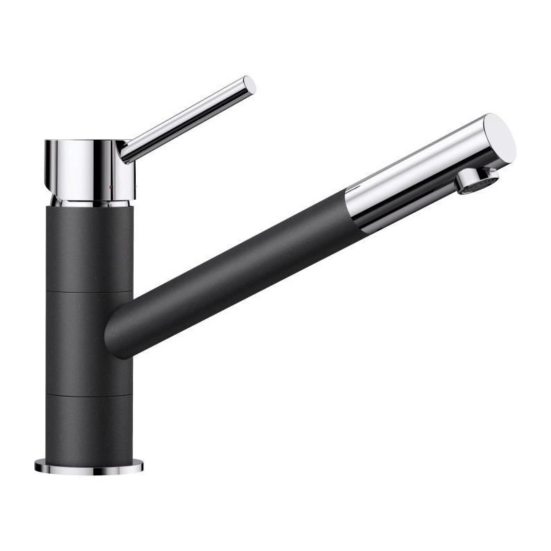 Mitigeur, robinet cuisine, bec droit orientable 360ø, BLANCO KANO, chromé et anthracite, robinetterie cartouche céramique