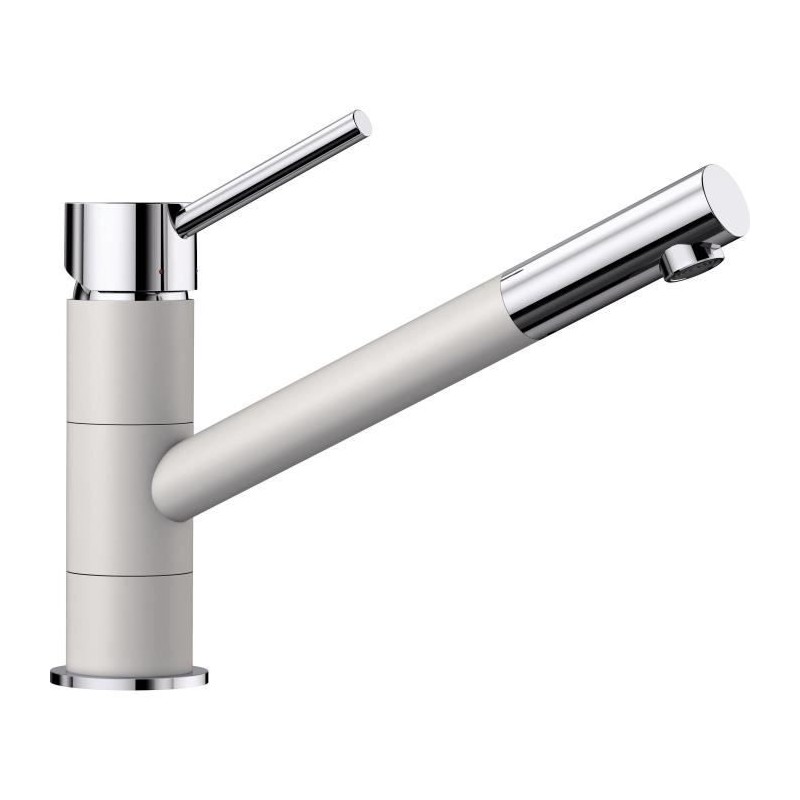 Mitigeur, robinet cuisine, bec droit orientable 360ø, BLANCO KANO, chromé et blanc, robinetterie cartouche céramique