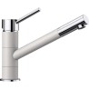 Mitigeur, robinet cuisine, bec droit orientable 360ø, BLANCO KANO, chromé et blanc, robinetterie cartouche céramique