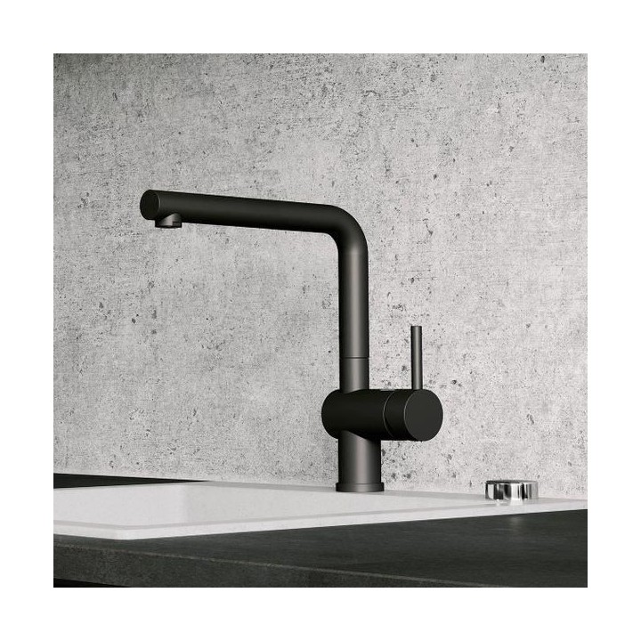 Mitigeur, robinet cuisine, bec orientable 360ø, BLANCO LINUS, noir ma