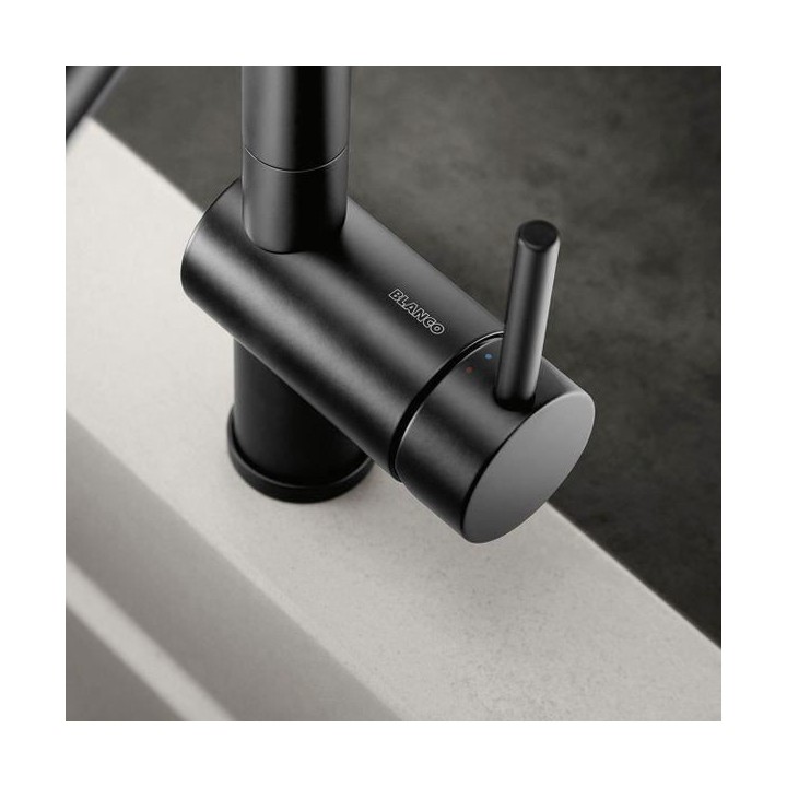 Mitigeur, robinet cuisine, bec orientable 360ø, BLANCO LINUS, noir ma